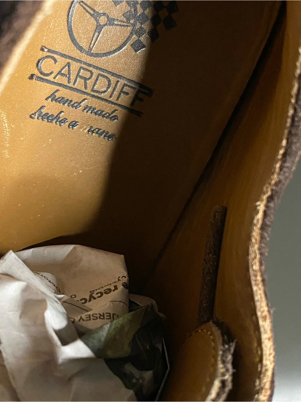Cardiff brand Handmade Men's Brown Suede Wingtip Derby Shoes